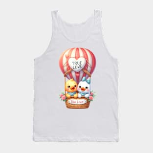 Valentine Bird Couple On Hot Air Balloon Tank Top